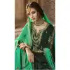 Dark Green Color Satin Georgette Pakistani Sharara Suit