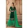 Dark Green Color Satin Georgette Pakistani Sharara Suit