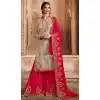 Grey Color Satin Georgette Pakistani Sharara Suit