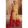 Off Yellow Color Satin Georgette Pakistani Sharara Suit