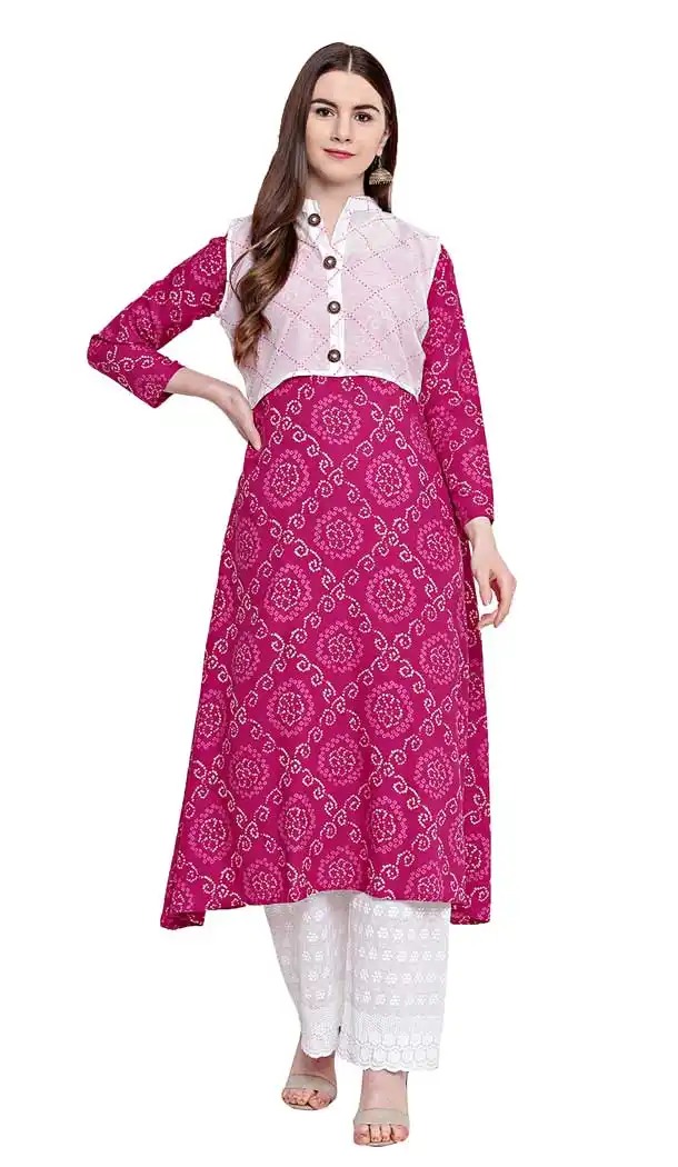 Pink Color Rayon Designer Readymade Tunic Top - 480259069