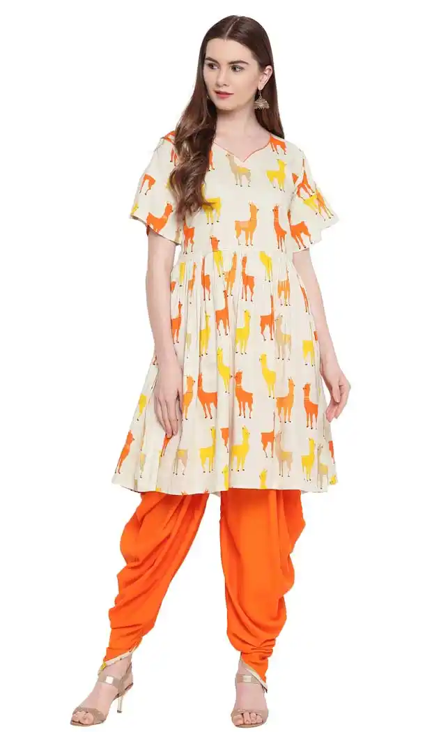 Off White Color Rayon Designer Readymade Tunic Top - 480259072