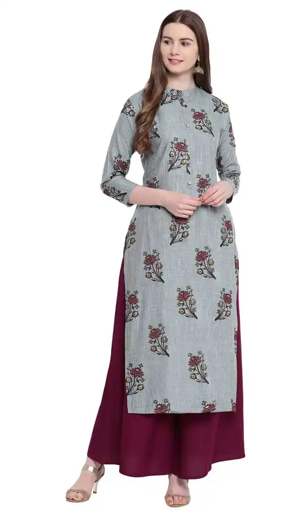 Grey Color Rayon Designer Readymade Tunic Top - 480259075