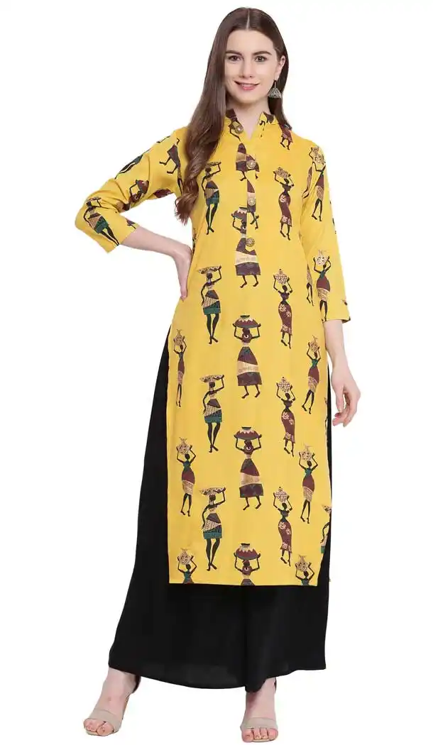 Yellow Color Rayon Designer Readymade Tunic Top - 480259076
