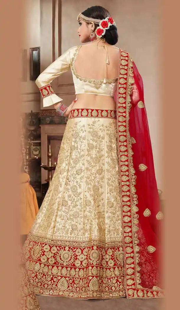 Beige Color Silk Satin Designer Plus Size Chaniya Choli - 480459086