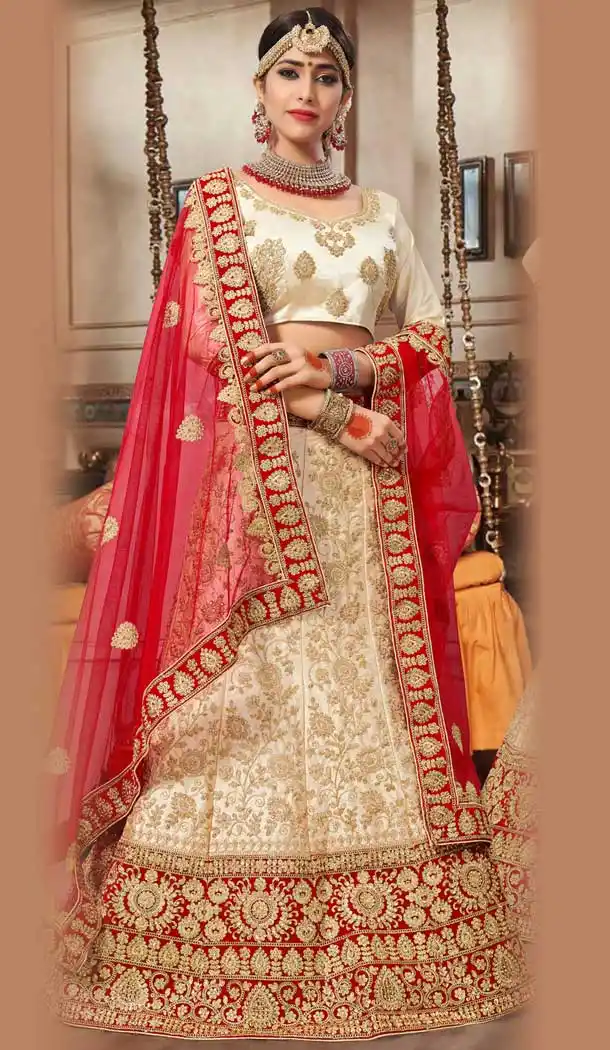 Beige Color Silk Satin Designer Plus Size Chaniya Choli - 480459086