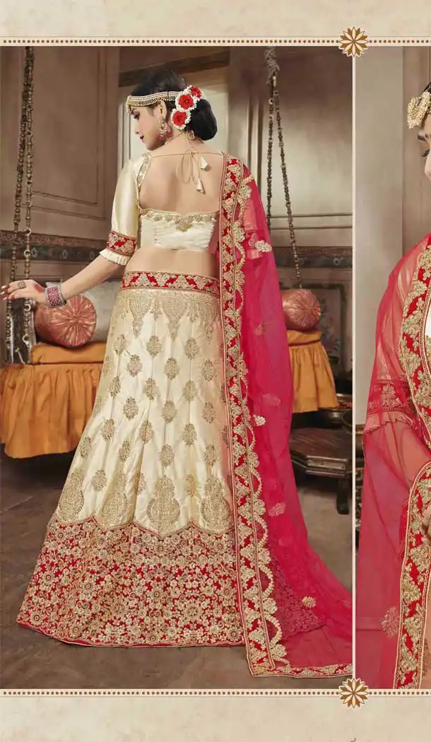 Beige Color Silk Satin Designer Plus Size Chaniya Choli - 480459087