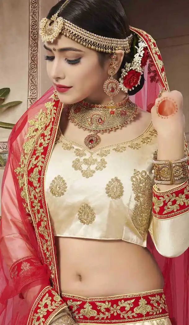 Beige Color Silk Satin Designer Plus Size Chaniya Choli - 480459088