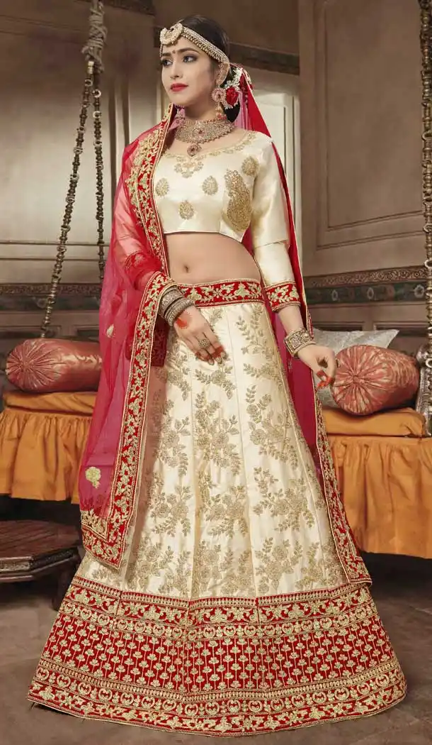 Beige Color Silk Satin Designer Plus Size Chaniya Choli - 480459088