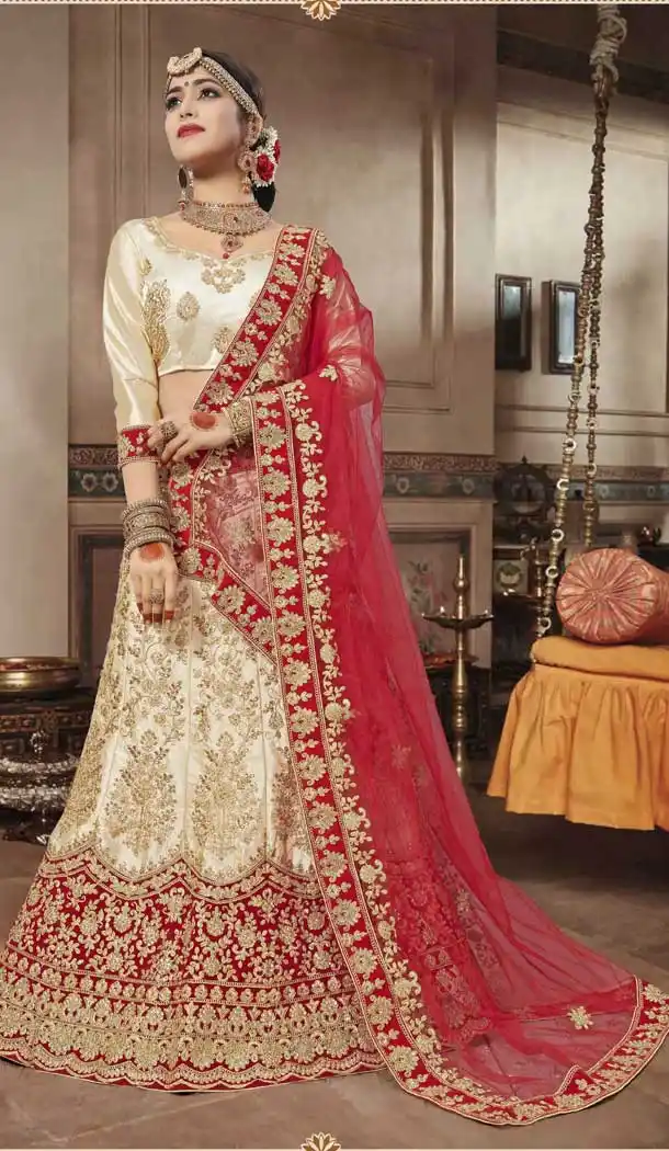 Beige Color Silk Satin Designer Plus Size Chaniya Choli - 480459089