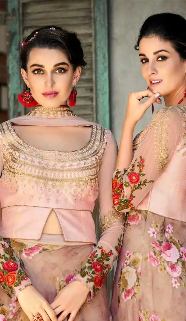 Baby Pink Color Organza Designer Women Chaniya Choli - 62582914