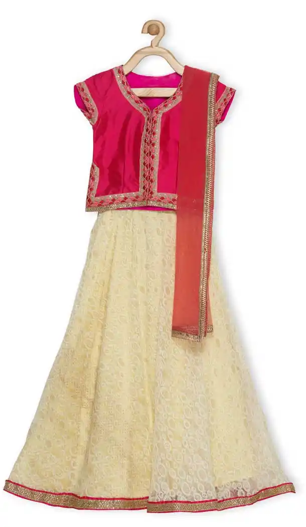 Coral Color Taffeta Designer Girl Lehenga Choli - 482559326