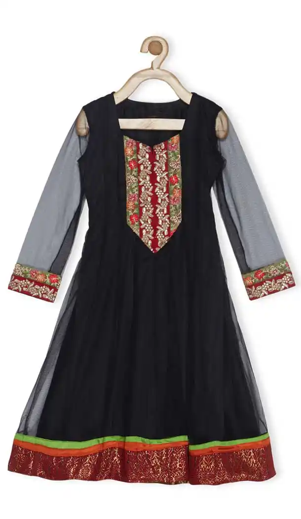 Black Color Net Designer Kids Girl Salwar Kameez - 482559327