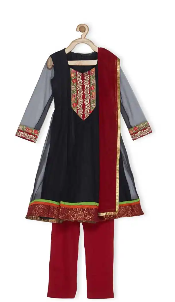 Black Color Net Designer Kids Girl Salwar Kameez - 482559335