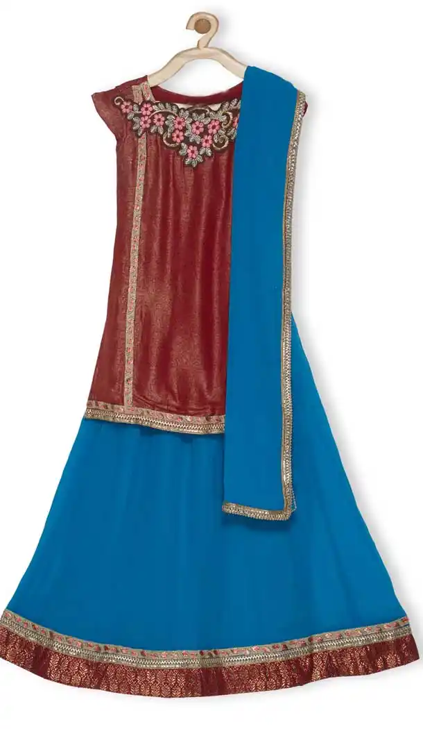 Maroon Color Shimmer Georgette Designer Girl Lehenga Choli - 482559341