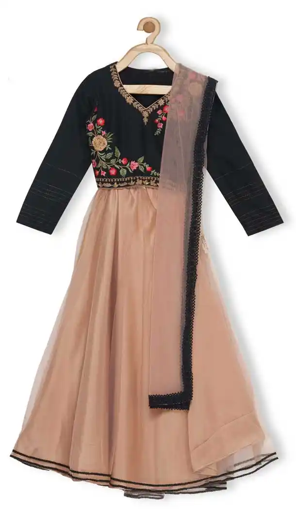 Black Color Cotton Silk Designer Girl Lehenga Choli - 482559344