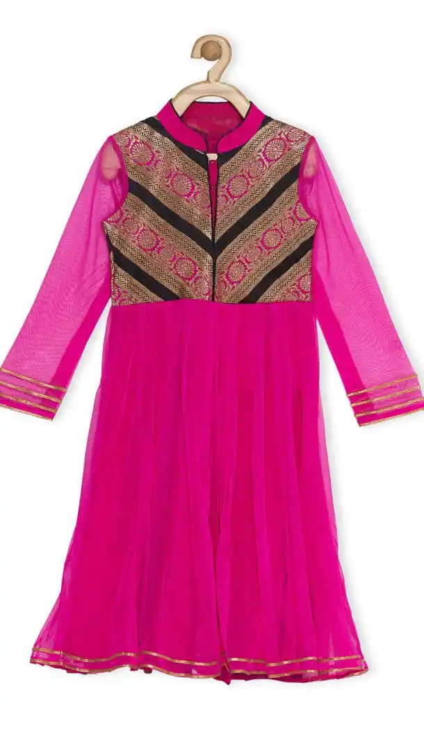 Pink Color Net Designer Kids Girl Salwar Kameez - 482559345