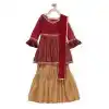 Maroon Color Embroidered Net Designer Kids Girl Salwar Kameez
