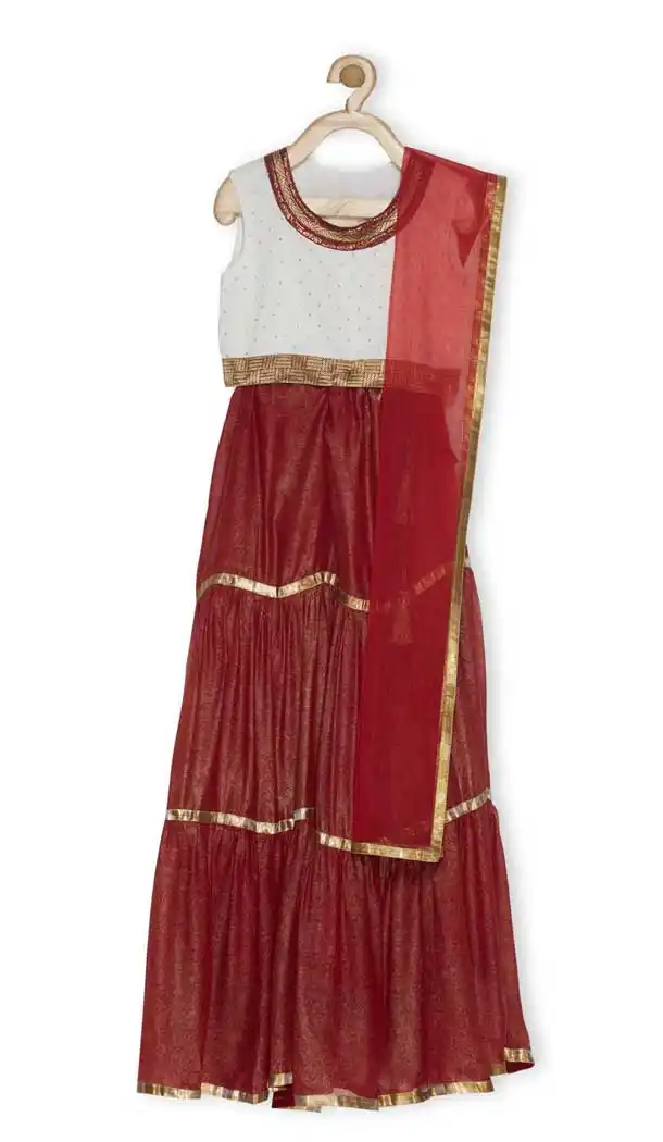 Off White Color Faux Georgette Designer Girl Lehenga Choli - 482559348