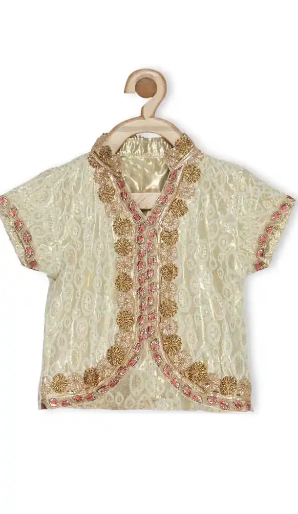 Beige Color Embroidered Net Designer Girl Lehenga Choli - 482559354