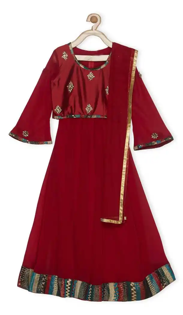 Maroon Color Taffeta Designer Girl Lehenga Choli - 482559356
