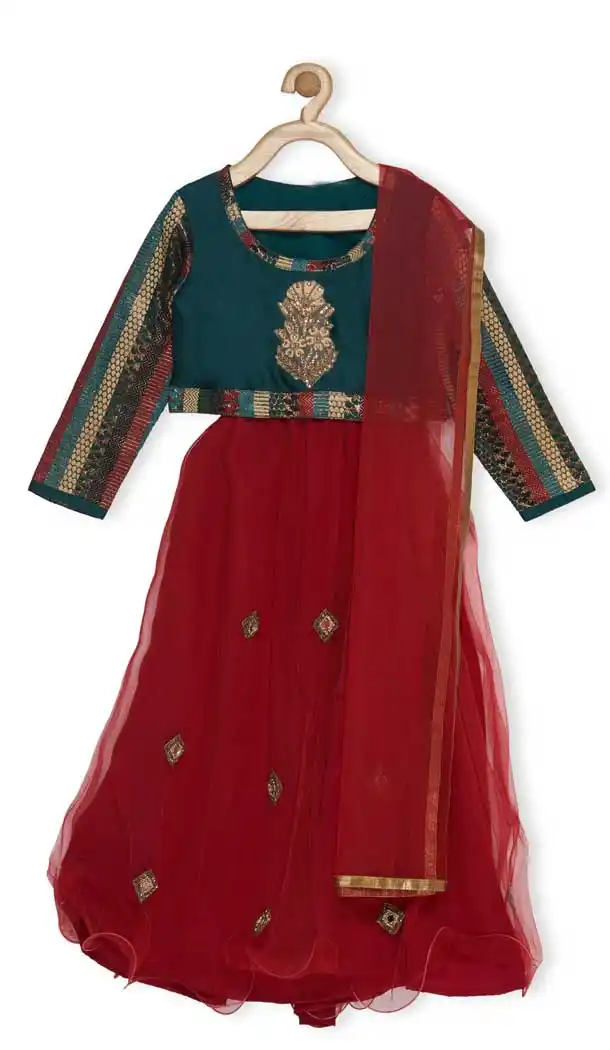 Sea Green Color Taffeta Designer Girl Lehenga Choli - 482559357
