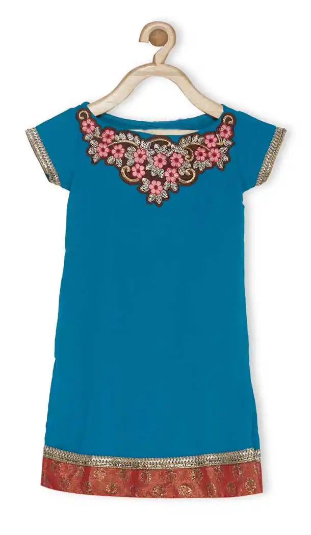 Blue Color Faux Georgette Designer Kids Girl Salwar Kameez - 482559358