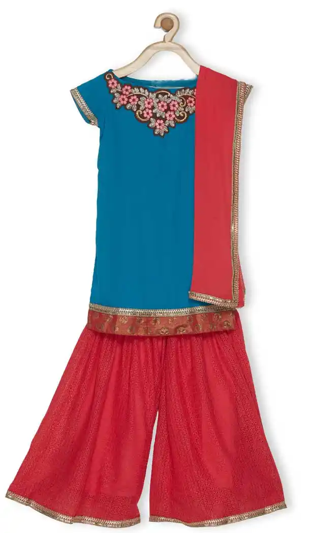 Blue Color Faux Georgette Designer Kids Girl Salwar Kameez - 482559358