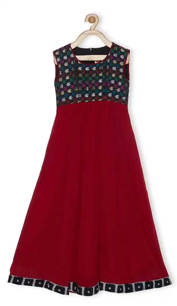 Red Color Faux Georgette Designer Readymade Girl Ethnic Dress - 482559366