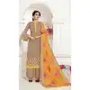 Beige Color Satin Georgette Pakistani Palazzo Salwar Suit