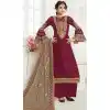 Maroon Color Satin Georgette Pakistani Palazzo Salwar Suit