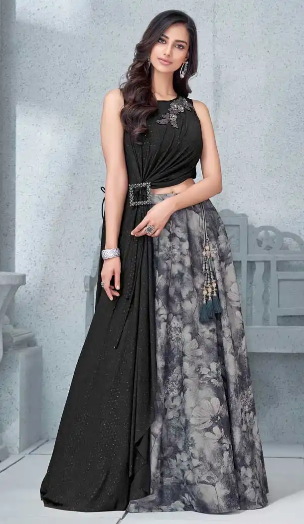 Grey Color Fancy Lycra And Net Designer Lehenga Choli - 62652977