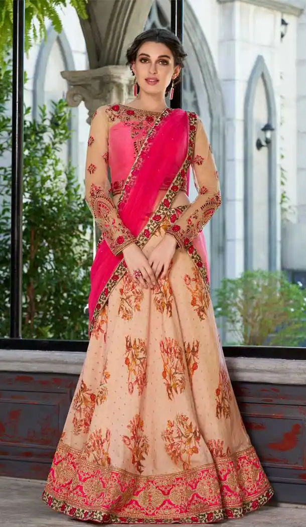 Peach Color Modal Silk Designer Sangeet Lehenga Choli - 62733033