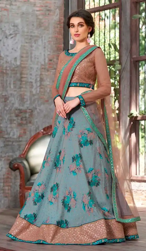 Light Blue Color Modal Silk Designer Sangeet Lehenga Choli - 62733035