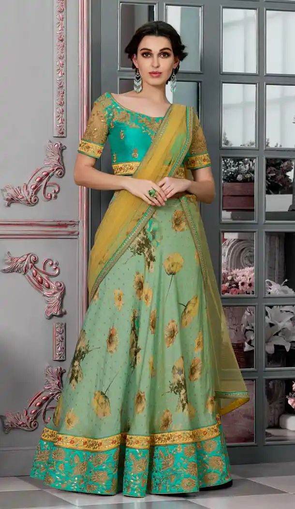 Light Green Color Modal Silk Designer Sangeet Lehenga Choli - 62733038