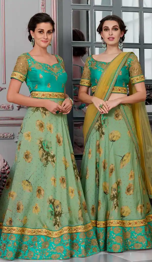 Light Green Color Modal Silk Designer Sangeet Lehenga Choli - 62733038