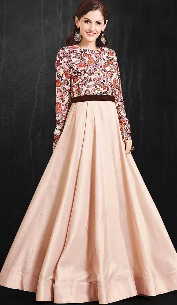 Misty Rose Color Pure Soft Maslin Party Wear Readymade Gown - 481359189