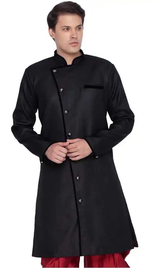 Black Color Cotton Blend Designer Readymade Kurta - 484659612