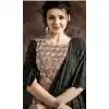 Beige And Black Color Fancy Imported Pre-stitched Saree