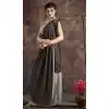 Black And Silver Color Fancy Imported Pre-stitched Saree