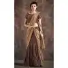 Brown And Gold Color Fancy Imported Pre-stitched Saree