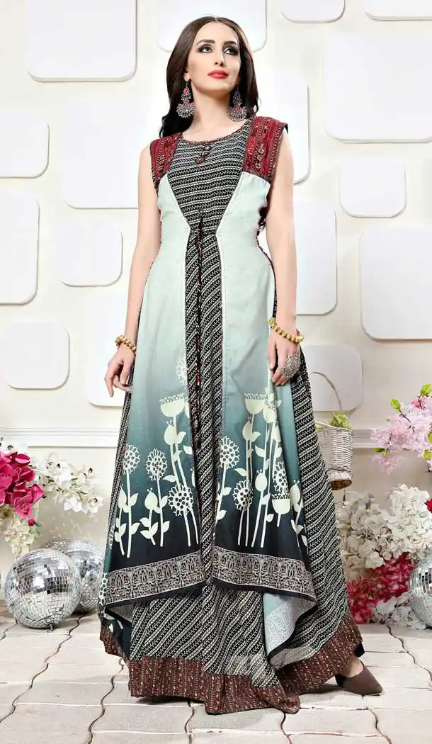 Multi Color Georgette Party Wear Readymade Gown - 485459674