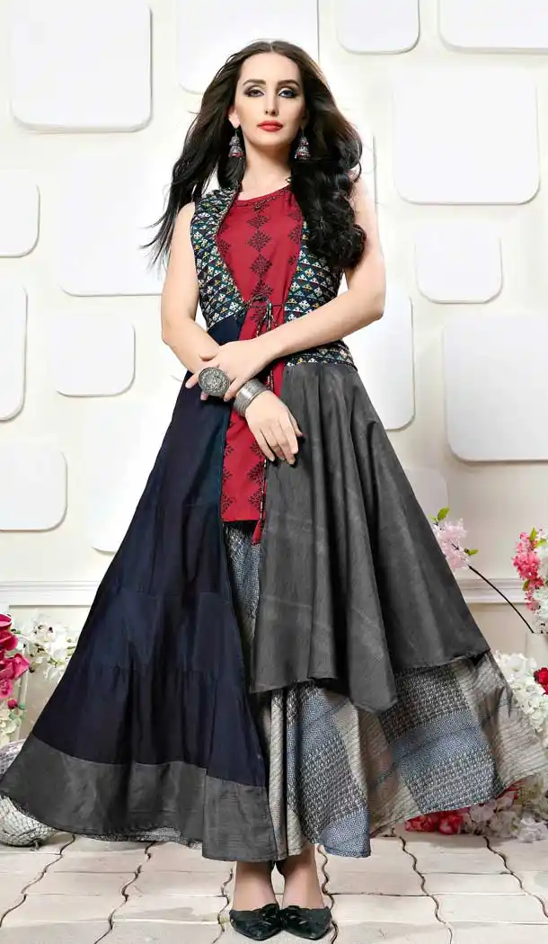 Attractive Multi Color Georgette Party Wear Readymade Gown - 485459678