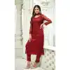 Red Color Net Straight Cut Party Wear Salwar Kameez