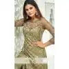 Mehendi Green Color Net Straight Cut Party Wear Salwar Kameez