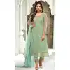 Aqua Green Color Net Straight Cut Party Wear Salwar Kameez