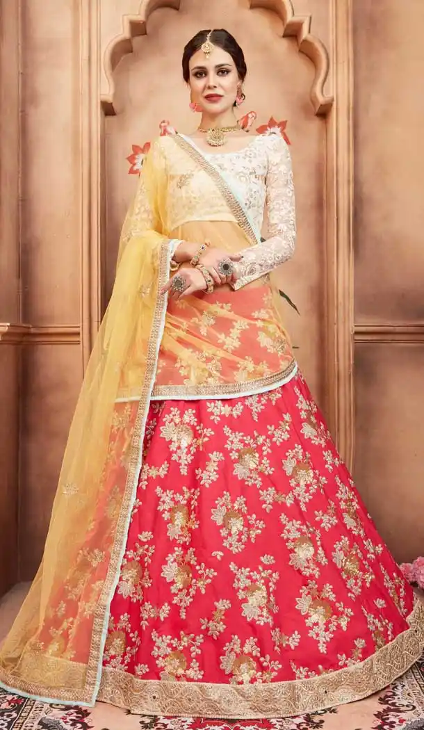 Red Color Art Silk Designer Embroidery Lehenga Choli - 62913173