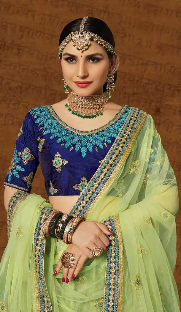 Light Green Color Banarasi Art Silk Wedding Lehenga Choli - 63383598