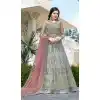 Grey Color Net Designer Long Salwar Kameez