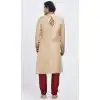 Maroon And Cream Color Brocket Readymade Men Groom Sherwani